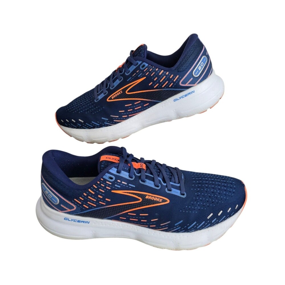 Brooks Glycerin GTS 20 Running Shoes Mens Size 11.5 Blue Orange Athletic Sneaker